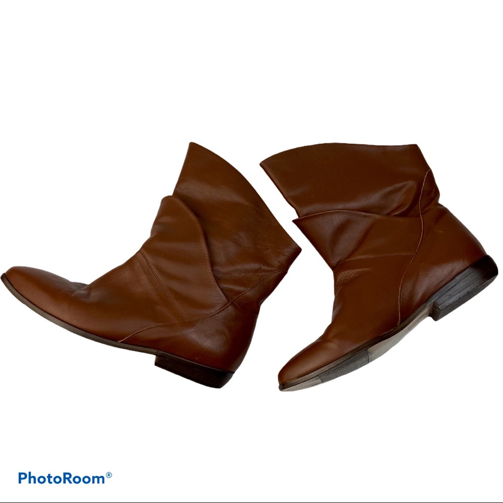 Connie Sport Brown Leather Western Boots Size 8 | Pointed Toe Stacked Heel